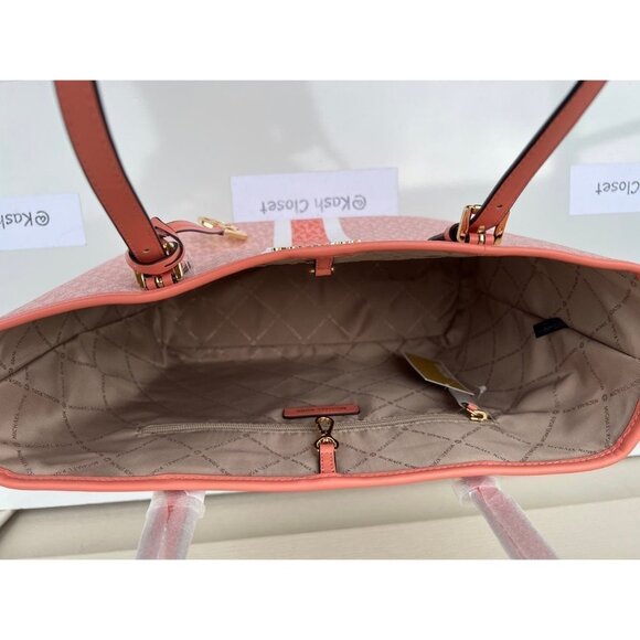 Michael Kors carryall tote bag medium jet set travel purse MK logo sherbert mult - Picture 7 of 12